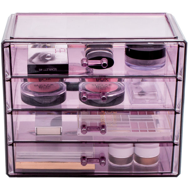 Sorbus Makeup and Jewelry Storage Case Display 4 Large Drawers, Pink